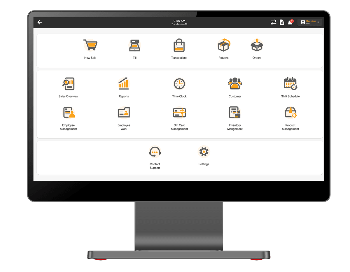 Customizable LynkRetailPOS cashier menu and management tools